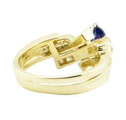 1.50 ctw Blue Sapphire and Diamond Ring Set - 14KT Yellow Gold