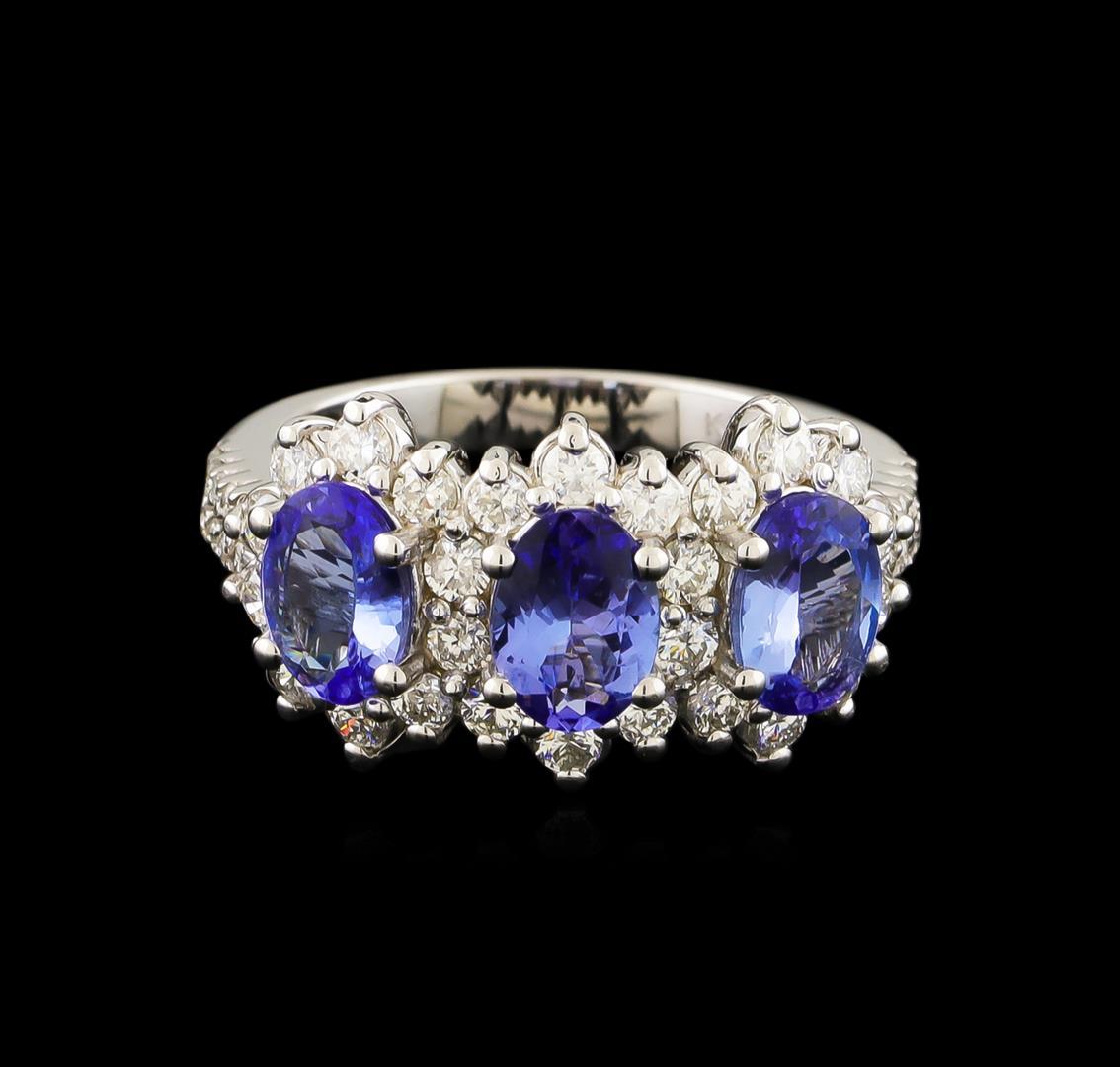 2.10 ctw Tanzanite and Diamond Ring - 14KT White Gold