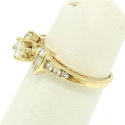 14k Yellow Gold Petite 0.42 ctw Round Diamond Engagement Ring w/ Channel Accents