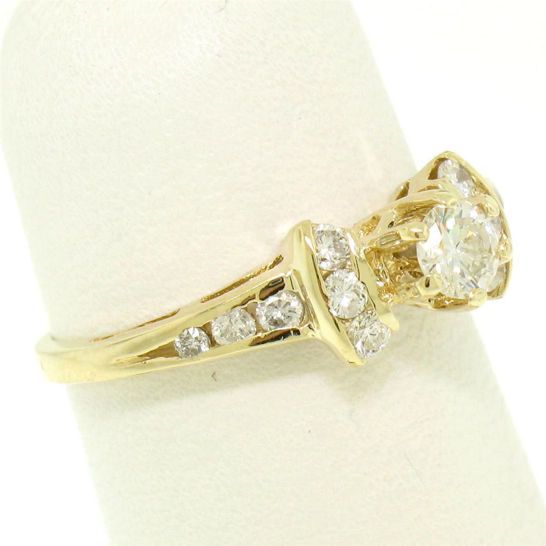 14k Yellow Gold Petite 0.42 ctw Round Diamond Engagement Ring w/ Channel Accents