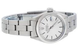 Rolex Ladies Stainless Steel Silver Index Oyster Band Datejust Wristwatch