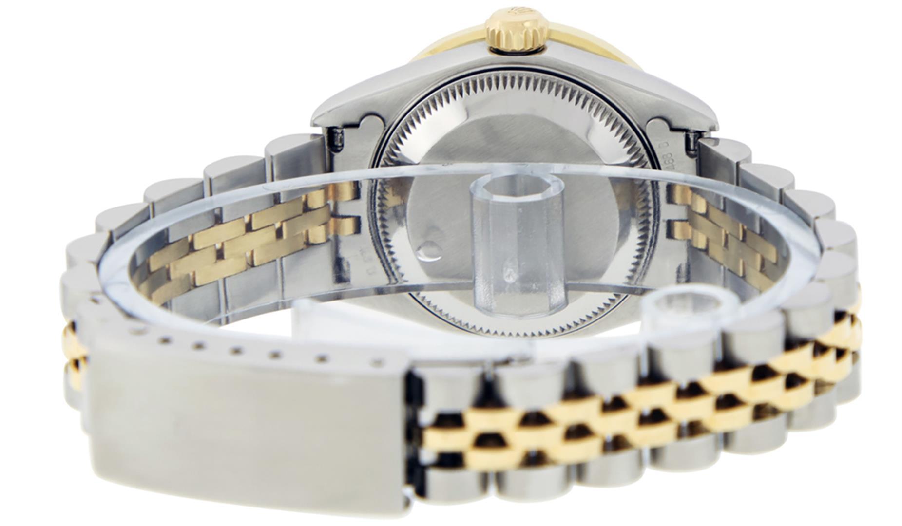 Rolex Ladies Quickset 2 Tone Champagne Channel Diamond Datejust Wristwatch