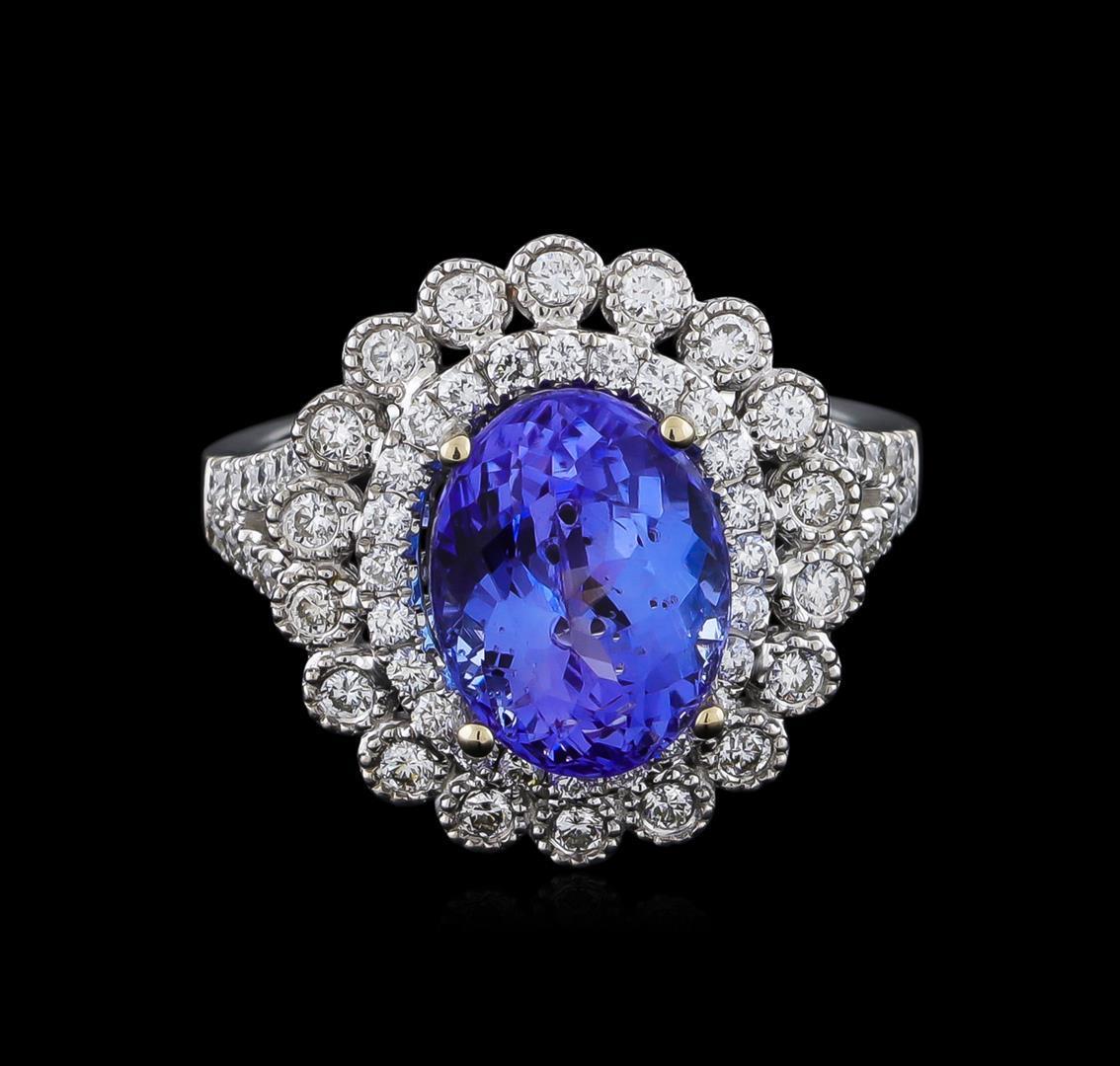 18KT White Gold 3.95 ctw Tanzanite and Diamond Ring