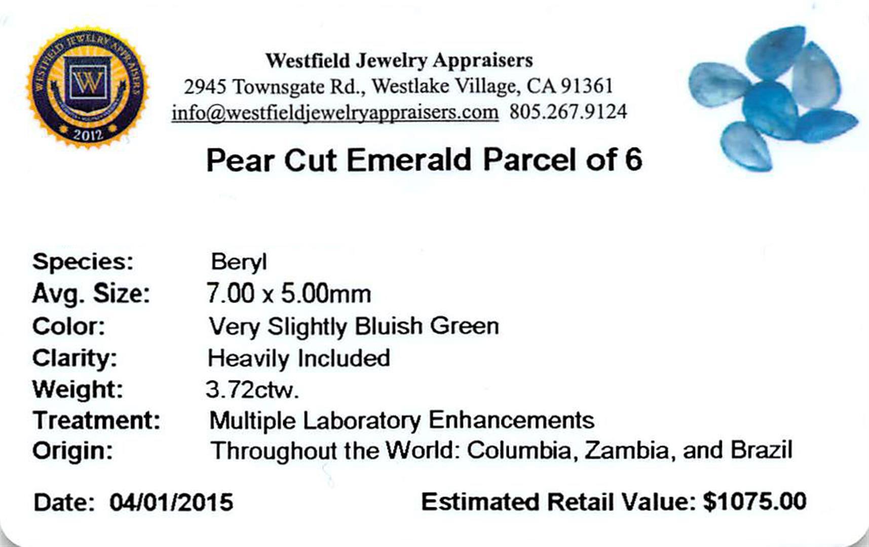 3.72 ctw Pear Mixed Emerald Parcel