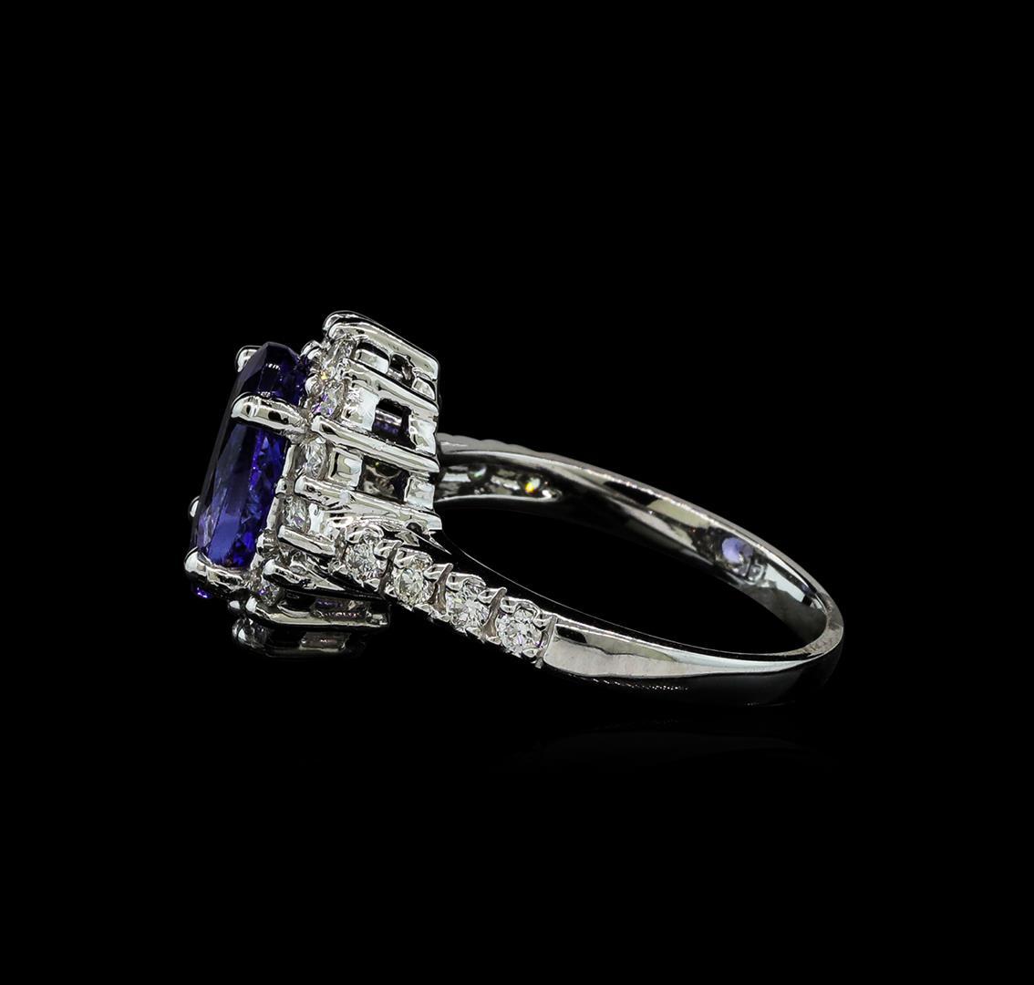 3.06 ctw Tanzanite and Diamond Ring - 14KT White Gold