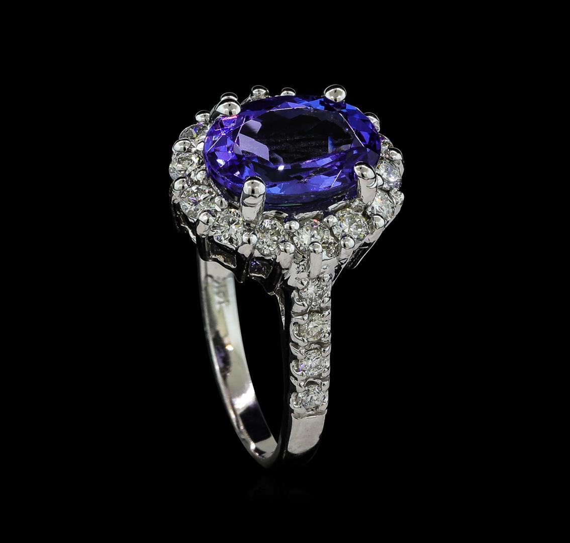 3.06 ctw Tanzanite and Diamond Ring - 14KT White Gold