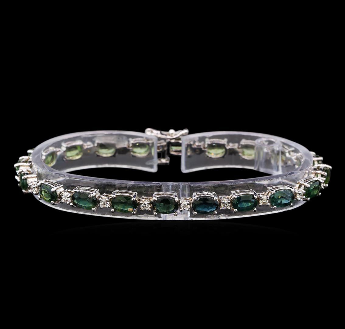 14KT White Gold 11.20 ctw Green Sapphire and Diamond Bracelet