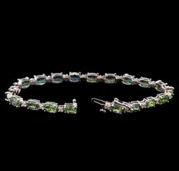 14KT White Gold 11.20 ctw Green Sapphire and Diamond Bracelet