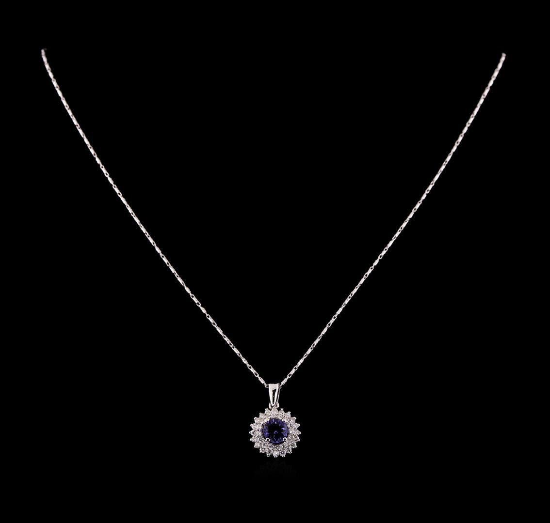 14KT White Gold 1.22 ctw Tanzanite and Diamond Pendant With Chain