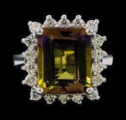 4.62 ctw Ametrine Quartz and Diamond Ring - 14KT White Gold