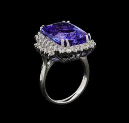 15.75 ctw Tanzanite and Diamond Ring - 14KT White Gold