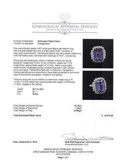 15.75 ctw Tanzanite and Diamond Ring - 14KT White Gold