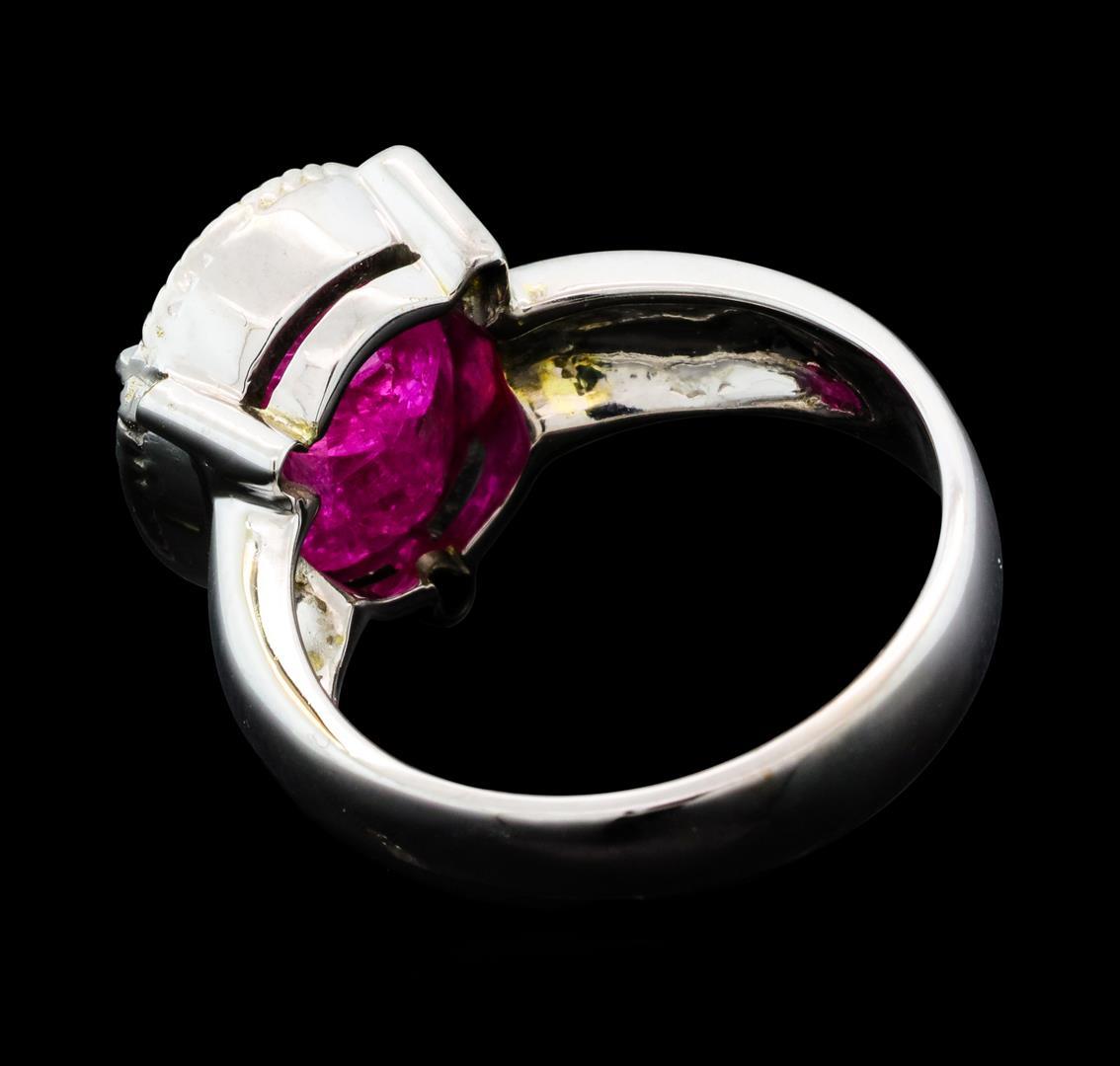 5.85 ctw Ruby And Diamond Ring - 14KT Yellow Gold with Rhodium Plating