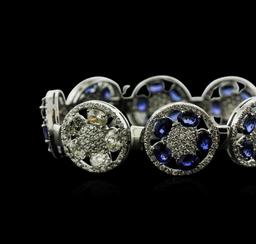 14KT White Gold 21.00 ctw Sapphire and Diamond Bracelet