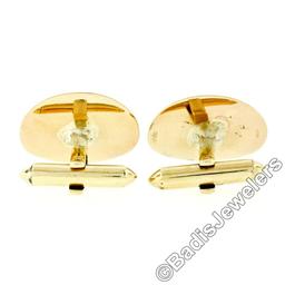 Vintage Men's 18kt Gold Oval Brown Star Sapphire Florentine Cuff Links