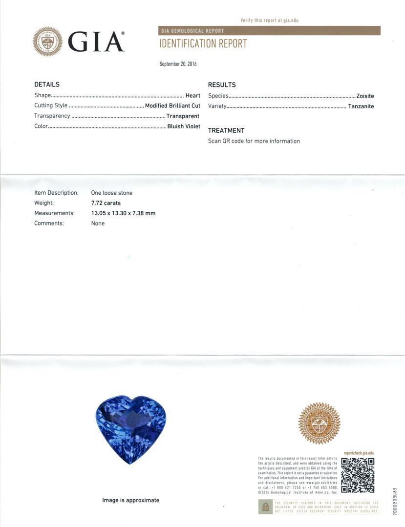 GIA Cert 7.72 ctw Tanzanite and Diamond Ring - 14KT White Gold