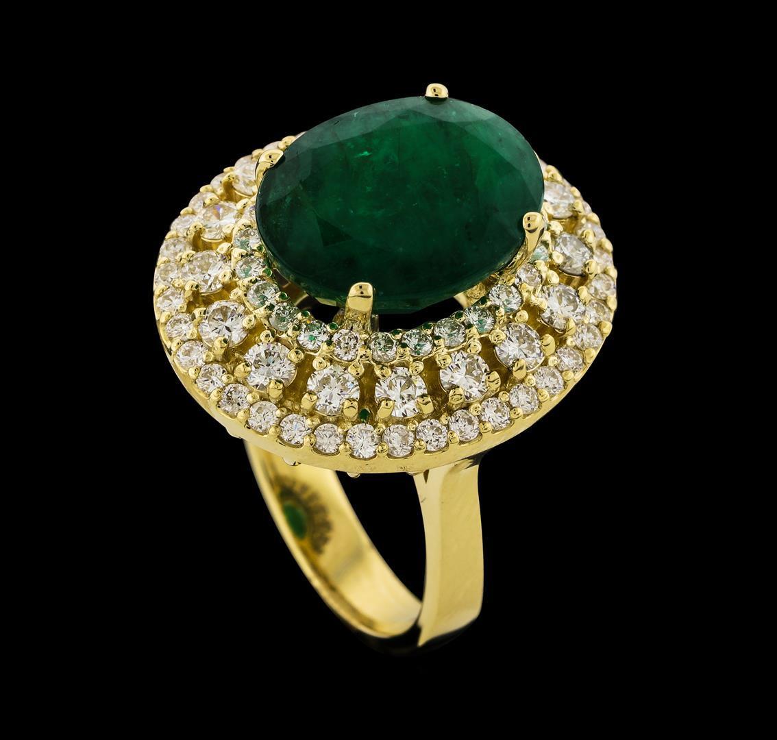 6.63 ctw Emerald and Diamond Ring - 14KT Yellow Gold