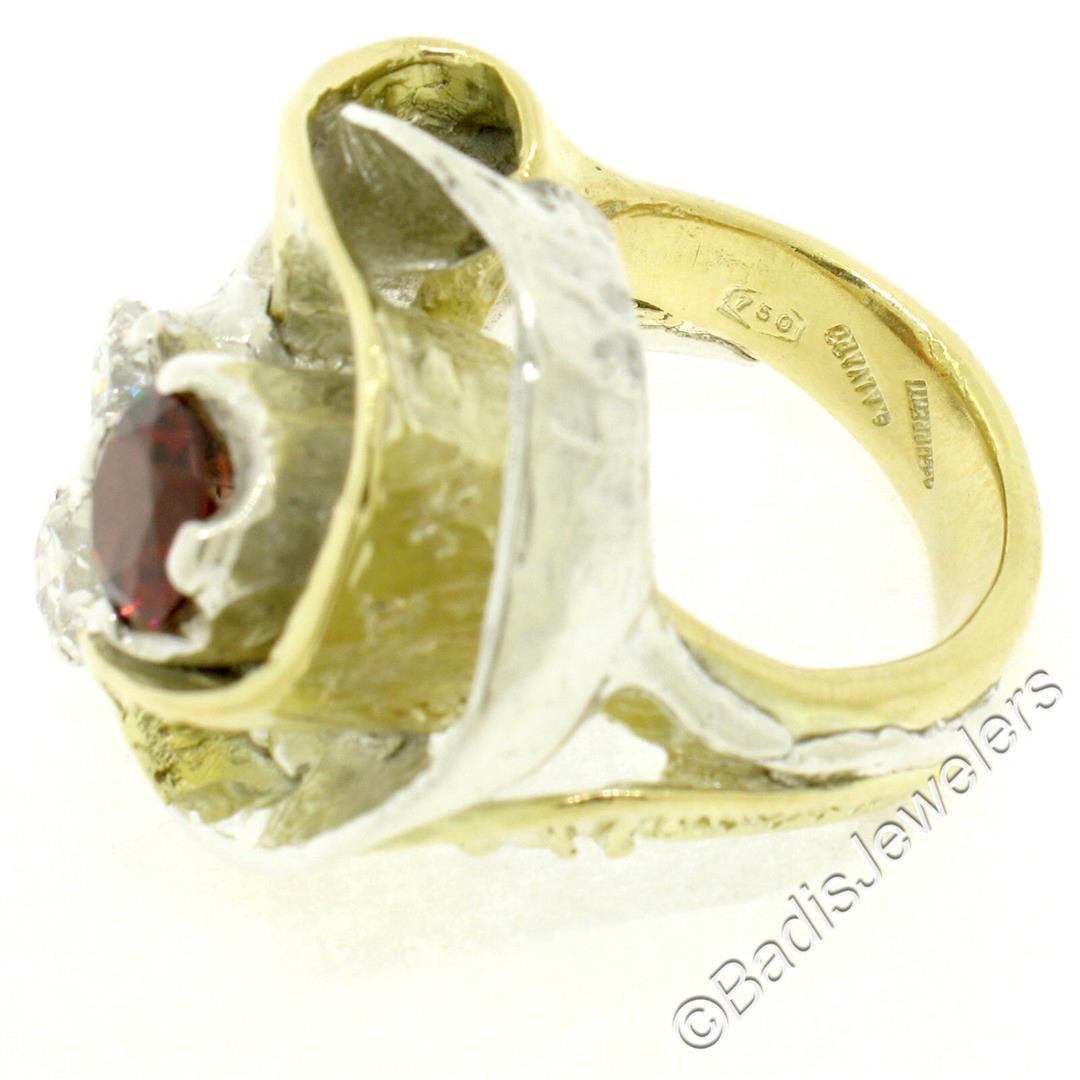 18kt Yellow Gold and Sterling Silver 2.73 ctw Garnet and Diamond Cocktail Ring