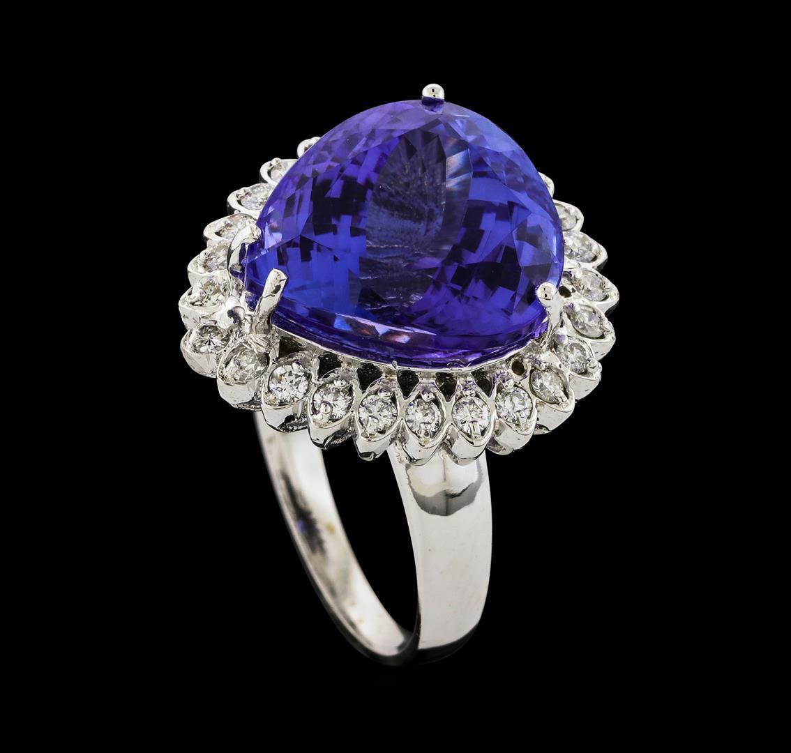 GIA Cert 13.48 ctw Tanzanite and Diamond Ring - 14KT White Gold