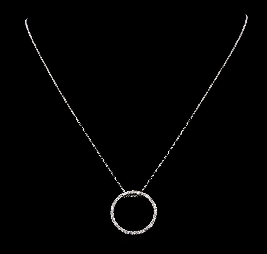 0.50 ctw Diamond Circle Pendant with Chain - 18KT White Gold