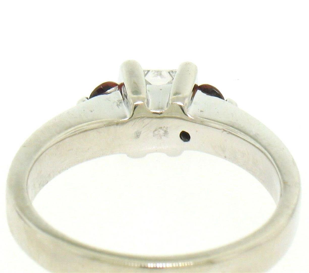 14kt White Gold 0.41 ctw Princess Diamond and Garnet Engagement Ring