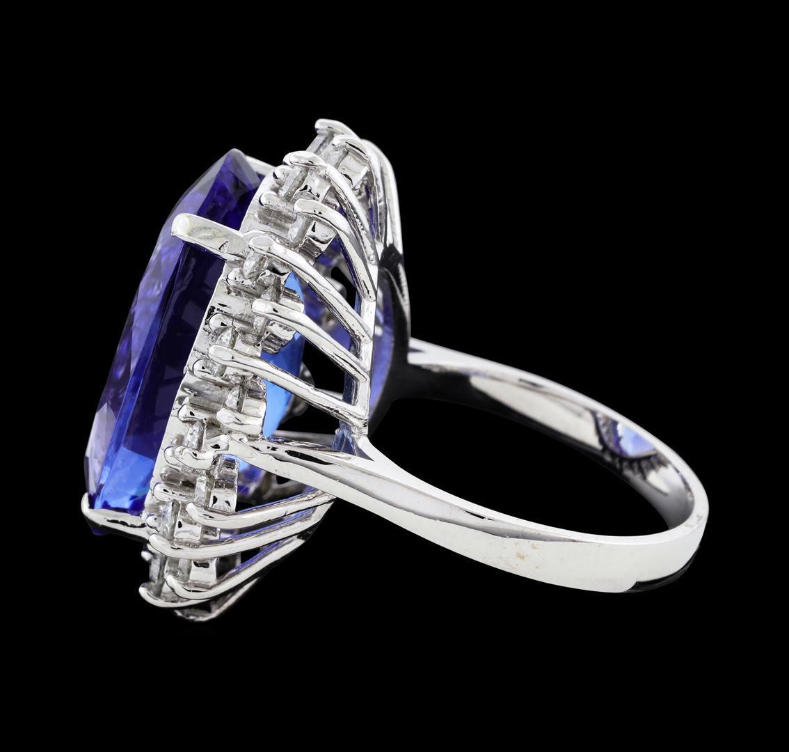 16.10 ctw Tanzanite and Diamond Ring - 14KT White Gold