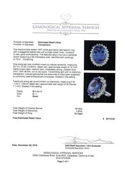 16.10 ctw Tanzanite and Diamond Ring - 14KT White Gold