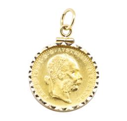 Austrain Ducat Pendant with Frame - 14 - 23KT Yellow Gold