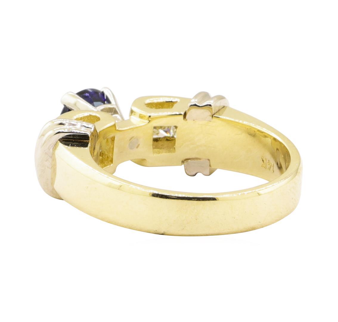 1.67 ctw Blue Sapphire And Diamond Ring - 14KT Yellow And White Gold