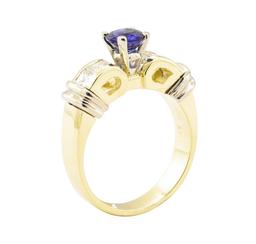 1.67 ctw Blue Sapphire And Diamond Ring - 14KT Yellow And White Gold