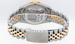 Rolex Mens 2 Tone Blue Vignette String Diamond Lugs Datejust Wristwatch