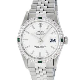 Rolex Mens Stainless Steel Silver Index Diamond 36MM Datejust Wristwatch