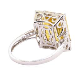 6.25 ctw Citrine and Diamond Ring - 14KT White Gold