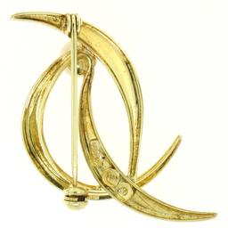 14k Solid Yellow Gold German 5.9mm Round Cultured Pearl Textured Bird Brooch Pin