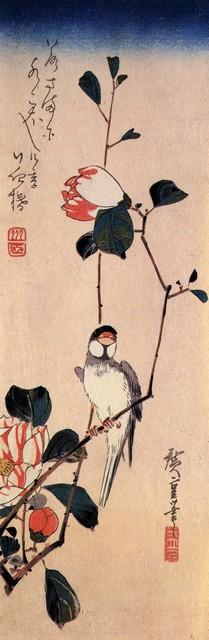 Hiroshige Java Sparrow and Magnolia Branch