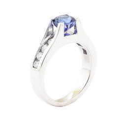 2.05 ctw Sapphire and Diamond Ring - 14KT White Gold