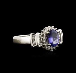 14KT White Gold 1.03 ctw Tanzanite and Diamond Ring