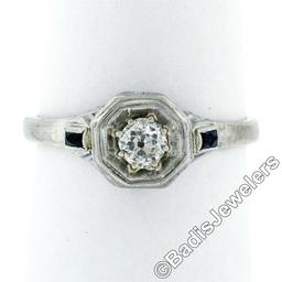 Art Deco 14kt White Gold 0.28 ctw Diamond Solitaire Engagement Ring