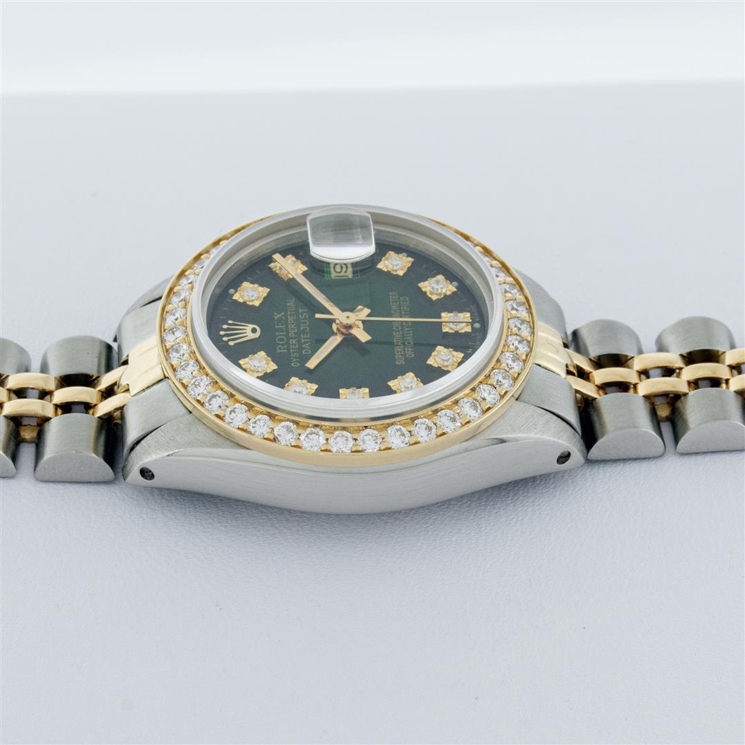 Rolex 2T YG/SS Green Vignette VS 1 ctw Diamond Oyster Perpetual Datejust Wristwa