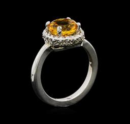 14KT White Gold 2.35 ctw Citrine and Diamond Ring