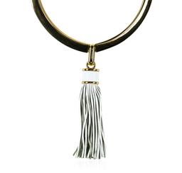 Leather Tassel Pendant Necklace - Rhodium Plated