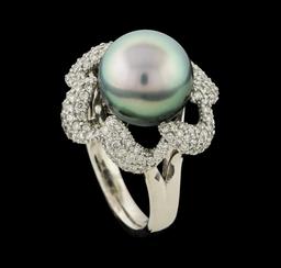 Pearl and Diamond Ring - 14KT White Gold