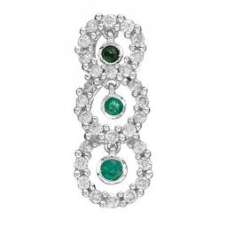 14k White Gold  0.38CTW Emerald and Diamond Pendant