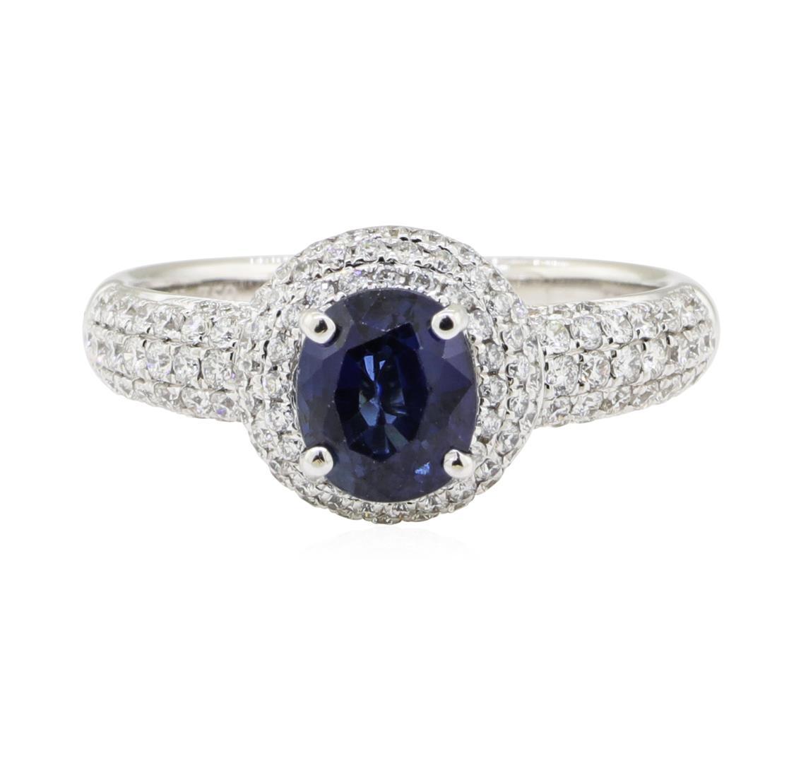 1.94 ctw Sapphire and Diamond Ring - 18KT White Gold