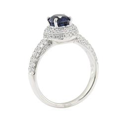 1.94 ctw Sapphire and Diamond Ring - 18KT White Gold