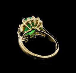 1.73 ctw Emerald and Diamond Ring - 14KT Yellow Gold