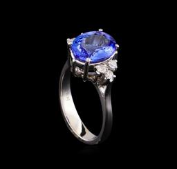 3.05 ctw Tanzanite and Diamond Ring - 14KT White Gold