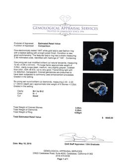 3.05 ctw Tanzanite and Diamond Ring - 14KT White Gold