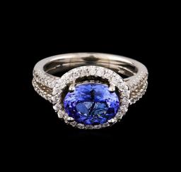 2.35 ctw Tanzanite and Diamond Ring - 14KT White Gold