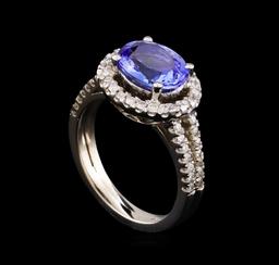 2.35 ctw Tanzanite and Diamond Ring - 14KT White Gold